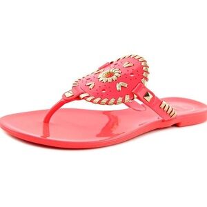Jack Rogers Georgica Neon Pink Studded Thong Jelly Sandals